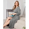 Ekouaer Women Robes Long Knit Bathrobe Soft Kimono Loungewear with Pockets(Light Grey)