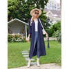 Ekouaer Women Robes Long Knit Bathrobe Soft Kimono Loungewear with Pockets(Navy Blue)