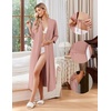 Ekouaer Women Robes Long Knit Bathrobe Soft Kimono Loungewear with Pockets(Pink)