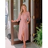 Ekouaer Women Robes Long Knit Bathrobe Soft Kimono Loungewear with Pockets(Pink)