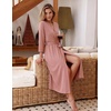 Ekouaer Women Robes Long Knit Bathrobe Soft Kimono Loungewear with Pockets(Pink)