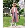 Ekouaer Women Robes Long Knit Bathrobe Soft Kimono Loungewear with Pockets(Pink)