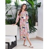 Ekouaer Women Robes Long Knit Bathrobe Soft Kimono Loungewear with Pockets(Pink Tiger)