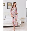 Ekouaer Women Robes Long Knit Bathrobe Soft Kimono Loungewear with Pockets(Pink Tiger)