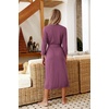 Ekouaer Women Robes Long Knit Bathrobe Soft Kimono Loungewear with Pockets(Purple Red)