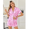 Ekouaer Women Satin Pajama Sets Cute Print Silk Pjs Shorts Sets S-4XL(Bow Print)