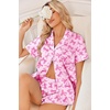 Ekouaer Women Satin Pajama Sets Cute Print Silk Pjs Shorts Sets S-4XL(Bow Print)