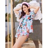 Ekouaer Women Satin Pajama Sets Cute Print Silk Pjs Shorts Sets S-4XL(Cat Print)