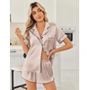 Ekouaer Women Satin Pajama Sets Cute Print Silk Pjs Shorts Sets S-4XL(Champagne)