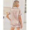 Ekouaer Women Satin Pajama Sets Cute Print Silk Pjs Shorts Sets S-4XL(Champagne)