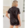 Ekouaer Women Satin Pajama Sets Cute Print Silk Pjs Shorts Sets S-4XL(Cherry Print)