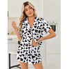 Ekouaer Women Satin Pajama Sets Cute Print Silk Pjs Shorts Sets S-4XL(Cow Print)