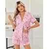 Ekouaer Women Satin Pajama Sets Cute Print Silk Pjs Shorts Sets S-4XL(Floral Pink)