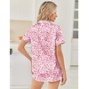 Ekouaer Women Satin Pajama Sets Cute Print Silk Pjs Shorts Sets S-4XL(Floral Pink)