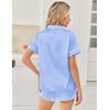 Ekouaer Women Satin Pajama Sets Cute Print Silk Pjs Shorts Sets S-4XL(Light Blue)
