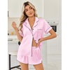 Ekouaer Women Satin Pajama Sets Cute Print Silk Pjs Shorts Sets S-4XL(Pink)
