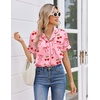 Ekouaer Women Satin Pajama Sets Cute Print Silk Pjs Shorts Sets S-4XL(Pink Cherry Bow)