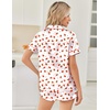 Ekouaer Women Satin Pajama Sets Cute Print Silk Pjs Shorts Sets S-4XL(Strawberry)