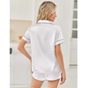 Ekouaer Women Satin Pajama Sets Cute Print Silk Pjs Shorts Sets S-4XL(White)