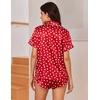 Ekouaer Women Satin Pajama Sets Cute Print Silk Pjs Shorts Sets S-4XL(White Heart Print)