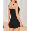 Ekouaer Womens Cami Pajama Sets 2 Piece Ribbed Knit PJs(Black)