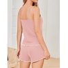 Ekouaer Womens Cami Pajama Sets 2 Piece Ribbed Knit PJs(Light Pink)