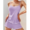 Ekouaer Womens Cami Pajama Sets 2 Piece Ribbed Knit PJs(Lilac)