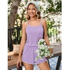 Ekouaer Womens Cami Pajama Sets 2 Piece Ribbed Knit PJs(Lilac)
