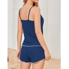 Ekouaer Womens Cami Pajama Sets 2 Piece Ribbed Knit PJs(Navy Blue)