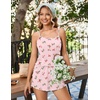 Ekouaer Womens Cami Pajama Sets 2 Piece Ribbed Knit PJs(Pink Flowers)