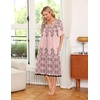 Ekouaer Women’s House Dress with Pockets(Pink Leaf Floral)