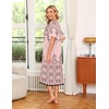 Ekouaer Women’s House Dress with Pockets(Pink Leaf Floral)