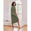 Ekouaer Womens Long Nightgown Short Sleeve Night Shirt Plus Size Sleepwear(Army Green)