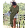 Ekouaer Womens Long Nightgown Short Sleeve Night Shirt Plus Size Sleepwear(Army Green)