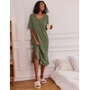 Ekouaer Womens Long Nightgown Short Sleeve Night Shirt Plus Size Sleepwear(Army Green)
