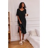 Ekouaer Womens Long Nightgown Short Sleeve Night Shirt Plus Size Sleepwear(Black)
