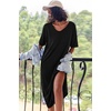 Ekouaer Womens Long Nightgown Short Sleeve Night Shirt Plus Size Sleepwear(Black)