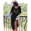 Ekouaer Womens Long Nightgown Short Sleeve Night Shirt Plus Size Sleepwear(Black Eyelash)
