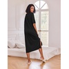 Ekouaer Womens Long Nightgown Short Sleeve Night Shirt Plus Size Sleepwear(Black Eyelash)