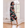 Ekouaer Womens Long Nightgown Short Sleeve Night Shirt Plus Size Sleepwear(Black Floral)