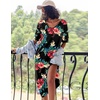 Ekouaer Womens Long Nightgown Short Sleeve Night Shirt Plus Size Sleepwear(Black Floral)