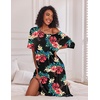 Ekouaer Womens Long Nightgown Short Sleeve Night Shirt Plus Size Sleepwear(Black Floral)
