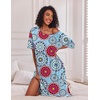 Ekouaer Womens Long Nightgown Short Sleeve Night Shirt Plus Size Sleepwear(Blue Circles)