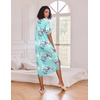 Ekouaer Womens Long Nightgown Short Sleeve Night Shirt Plus Size Sleepwear(Blue Floral)