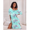 Ekouaer Womens Long Nightgown Short Sleeve Night Shirt Plus Size Sleepwear(Blue Floral)