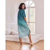 Ekouaer Womens Long Nightgown Short Sleeve Night Shirt Plus Size Sleepwear(Blue Green Floral)