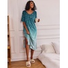 Ekouaer Womens Long Nightgown Short Sleeve Night Shirt Plus Size Sleepwear(Blue Green Floral)