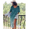 Ekouaer Womens Long Nightgown Short Sleeve Night Shirt Plus Size Sleepwear(Blue Green Floral)