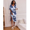 Ekouaer Womens Long Nightgown Short Sleeve Night Shirt Plus Size Sleepwear(Blue Tie Dye)