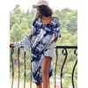 Ekouaer Womens Long Nightgown Short Sleeve Night Shirt Plus Size Sleepwear(Blue Tie Dye)